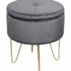 ASPECT Elenore Storage Hairpin Legs/Dressing Stool (Dark Grey/Gold), Wood, 41(L) x41(W) x45.5(H) cm