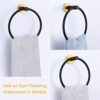 Hand Towel Ring Black & Gold, Angle Simple Stainless Steel Swivel Towel Holder, Bathroom Towel Rack Wall Mount