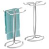 mDesign Standing Towel Rack – 2-Sided Small Towel Stand for Handtowels and Facecloths – Bathroom Towel Rack for Storing and Drying Towels – Light