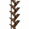Yusong Tree Bookshelf, Floor Standing Bookcase with Steel Pipe for Living Room Bedroom, Organizer Shelves for Home Office (Brown, 9 Tier)