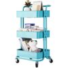 UXZDX 3-Tier Kitchen Storage Carts Wheels Trolley Bathroom Storage Organization Cart With Wheels Storage Shelves