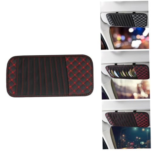 Hajimia Car CD Holder Auto Sun Visor CD Case Wallet DVD Binder DVD Organizer Storage Bag Portable Red Line Storage bag