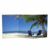 Red Lantern 2 ft. Short Double Sided Beach Canvas Folding Screen 3 Panel Freestanding Partition and Separator for Modern and Contemporary Bedroom