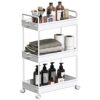 SOLEJAZZ 3-Tier Storage Trolley Cart Slide-out Rolling Utility Cart Mobile Storage Shelving Organizer for Kitchen, Bathroom, Laundry Room, Bedroo