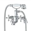 ENKI, Beaumont, BBT0257, Chrome, Bath Shower Mixer Taps & Shower Attachment, Solid Brass, Cross Handle, Modern Design, Compression Valves, Easy t