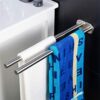 TBIIEXFL Double Arm Towel Holder Stainless Steel Towel Bar Rail Wall Kitchen Hanger Shelf For Towels Bathroom Towel Rack