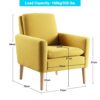 Marketero Armchair Comfy Accent Chair with Upholstered Single Sofa Lounge Arm Chairs for Adults Living Room Bedroom Reading Yellow