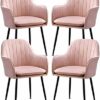 dining chair Kitchen Dining Room Furniture Chairs 4x Dining Chairs Kitchen Chair Velvet Corner Chairs with Ergonomic Armrests Backrest and Metal