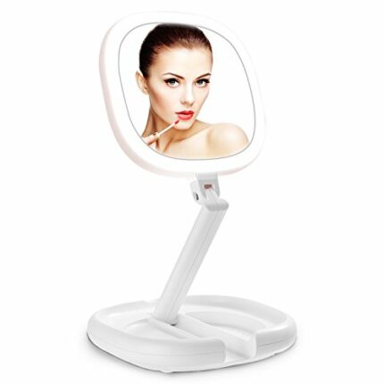 Beautifive Illuminated Makeup Mirror With Light, LED Vanity Mirror, Double Sided Magnifying Mirror With Brightness&180°Angle&Height Adjustable Sm