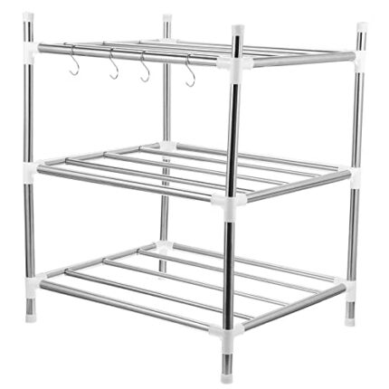 Metal Shelving Multi- function Storage Rack Three- layer Stainless Steel Rack Kitchen Shelf, Storage& Organisation Shelves for Home Cupboard Shel