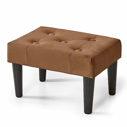 BRIAN & DANY Small Footstool Ottoman, Velvet Wooden Foot Stool Ottoman with Wood Legs, Sofa Footrest Extra Seating for Living Room Entryway Offic