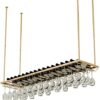 SUCHETA Hanging Wine Rack with Glass Holder and Shelf, Wine Rack Ceiling Wine Racks, Hanging Wine Glass Holder, Upside Down Home Wine Holder, Win