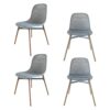 Achiemart Dining Chairs Set of 4 Wooden Legs, Colorful Contemporary Lounge Dining Home Office Plastic Seat Armless Chairs, Max Weight up to 150kg