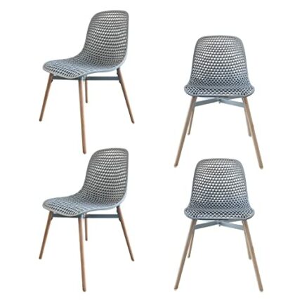 Achiemart Dining Chairs Set of 4 Wooden Legs, Colorful Contemporary Lounge Dining Home Office Plastic Seat Armless Chairs, Max Weight up to 150kg