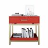 CZDYUF Bedside Table - Out of Wood in Red, Table with Drawers