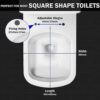 Mass Dynamic Square Toilet Seat with Soft Close Top Fix Toilet Seats with One Button Quick Release Cleaning for Better Hygiene, Rectangle Loo Sea
