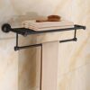 HIGOH Towel Racks,Bathroom Towel Rack Wall Mounted Towel Holder,Bronze Towel Bar Bath Towel Rack,Orb Rack,Bathroom European Retro Hardware