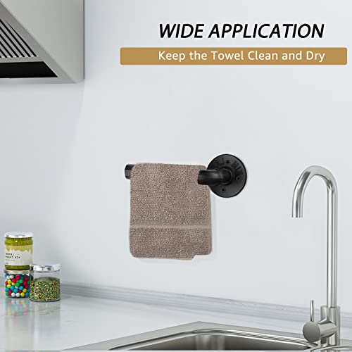 Industrial Black Toilet Paper Holder and Towel Ring, Bathroom Hardware Set, Wall Mounted Hardware Accessories, Includes Pipe Towel Rack Towel Rin