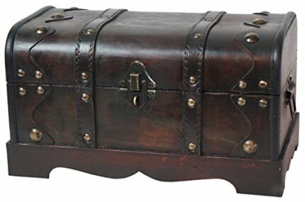Quickway Imports Small Pirate Style Wooden Treasure Chest