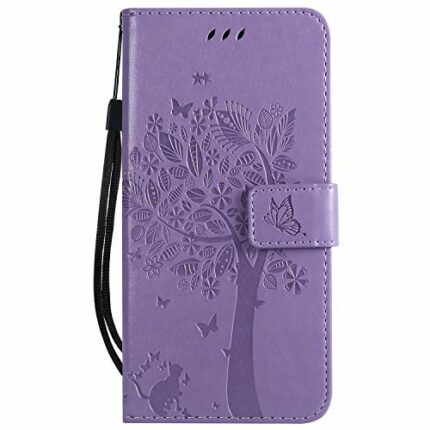 Samsung Galaxy A70 Case 2019, PU Leather Flip Notebook Wallet Cover Embossed Cat Tree with Magnetic Stand Card Holder Slot Folio Soft TPU Bumper