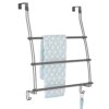 mDesign Over the Door Towel Rack with Hooks - Modern Bathroom Towel Rack with 2 Hooks for Bathroom Storage - Perfect Bathroom Hanging Towel Stora
