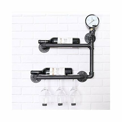 PIBM Metal Wine Rack Wall Mounted Wine Glass Bottle Storage Display Shelf Creative Iron Pipe Home Bar Decor J1127