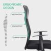 T-THREE.Ergonomic Mesh Office Chair, Height Adjustable Computer Desk Chair,Breathable Padded Seat, Headrest and Lumbar Support for home Work and