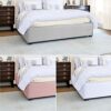 AMSKA INTERNATIONAL Divan Bed Base Frame Cover Wrap Valance, Artificial Silk, Silver Grey, Blush Pink, White, (0405) (Blush Pink, Double)