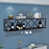 SUCHETA Wine Rack Bar Unit Floating Shelves Wall-Mounted Inverted Wine Glass Rack Multifunctional Iron Bottle Holder Simple Hanging Goblet Rack W