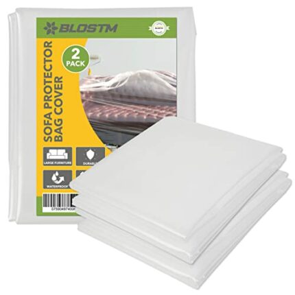 BLOSTM Plastic Sofa Cover - 2 Sofa Storage Bags, Extra-Thick Pet-Proof Dust Covers for Furniture, 600g Durable Waterproof Plastic Covers - 300cm