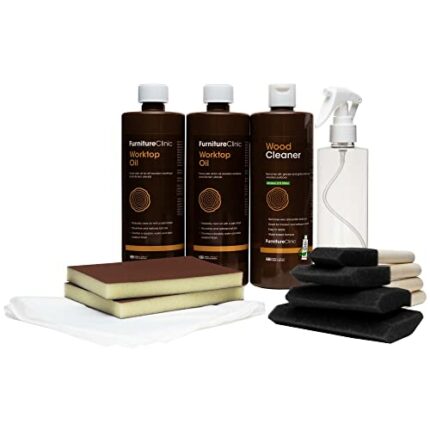 Furniture Clinic Worktop Maintenance Kit - Wood Worktop Kit to Clean, Restore and Maintain Wood Kitchen Worktops and other Wood Worktops