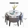 Kitchen Table and Chairs for 4, 5-Piece Compact Dining Room Table Set，DI 31/35.4INCH Faux Marble Pattern Top and 4 PU Leather Upholstered Seat, M