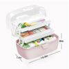 Gute Medicine Box for Safe Medication Storage,Fold 3-Layer Household Medicine Cabinet Organiser,First Aid Kit Storage Box,Portable Storage Box wi