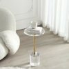 Artmaze Clear Acrylic End Table,Side Table,Brushed Brass Metal,Round,for Office, Living Room and Bedroom,Easy Assembly,12x12 inch，21.3 inch high
