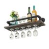EYLINK Metal Wine Racks Wooden Hanging Wine Glass Rack Wall Mounted Wine Champagne Glass Goblets Stemware Rack Holder Organizer for Home Bars, Ho