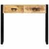 vidaXL Solid Mango Wood Console Table with 2 Drawers Vintage and Industrial Charm Hall Table Side Table Dressing Table Entryway Table Vanity Cabi