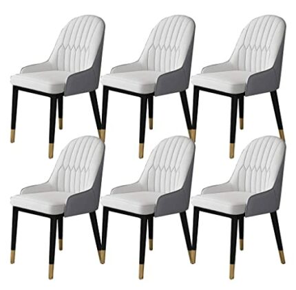 Kitchen Dining Room Furniture Chairs Kitchen Living Room Dining Chairs Set Of 6,Modern PU Leather High Back Padded Soft Seat Dining Chairs,Water