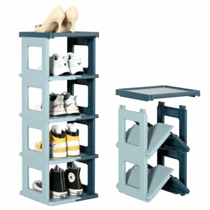 HAIXIN Collapsible Shoe Rack - 5 Tier Foldable Shoe Storage and Organisation for Entryway, Folding Shoe Shelf, Space-Saving Shoe Stand for Closet