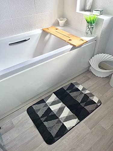 eBoutik Door Mat Doormat Machine Washable Barrier Mat Dirt Trapper TPR Non-Slip Technology Carpet (Black White and Grey Triangle, 60cm x 90cm)