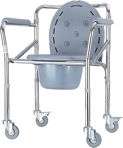 CNAOHGHN The Elderly Toilet Chair without Footrest, Bathroom Chair with Wheels for Elderly Disabled Bathroom