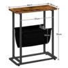HOOBRO Slim Side Table, Narrow End Table, Industrial Bedside Tables with Magazine Holder Sling, Small Table for Small Spaces, Skinny Magazine Tab