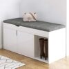 Wooden Shoe Storage Bench With Drawer,Modern Shoe Cabinet With Door,Entryway Shoe Bench With Padded Seat Cubby,D Walnut,80X24X50Cm(31X9X20Inch)