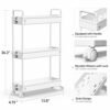 SOLEJAZZ 3-Tier Storage Trolley Cart Slide-out Slim Rolling Utility Cart Mobile Storage Shelving Organizer for Kitchen, Bathroom, Laundry Room, B