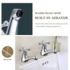 Wasserrhythm Basin Taps Pair Bathroom Sink Taps Mixers Victorian Traditional Chrome Brass Cross Lever Wash Basin Tap