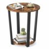 VASAGLE Side Table, Industrial Coffee Table, Round Sofa Table With Steel Frame, for Living Room, Bedroom, Stable and Simple Construction, Rustic