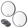 Magnifying Makeup Mirror Compact 10X 15X Eyebrow Mirror Small Mini Tiny Travel Magnifying Mirror with Suction Cups,2Pcs