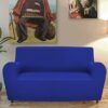 GEMITEX Magic 3 Seater Sofa Cover in Plain Fabric and Elasticated, Polyester, Electric Blue, Backrest up to 240 cm