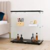 Beauty4U Glass Display Cabinet with 2 Shelves, 2 Doors Curio Cabinets for Living Room, Bedroom, Office, Black Floor Standing Glass Bookshelf, Qui
