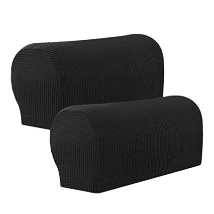 Amusingtao Armrest Covers Sofa Set of 2 Stretch Armchair Couch Anti-Slip Waterproof Furniture Protector Slipcovers for Armrest Chair Covers (Blac