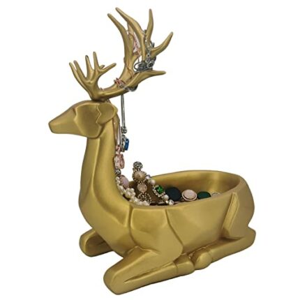 Tytlyworth Moose Resin Home Decor - Resin Reindeer Statue Key Holder - Sitting Deer Statues Christmas Reindeer Home Decor for Living Room TV Cabi